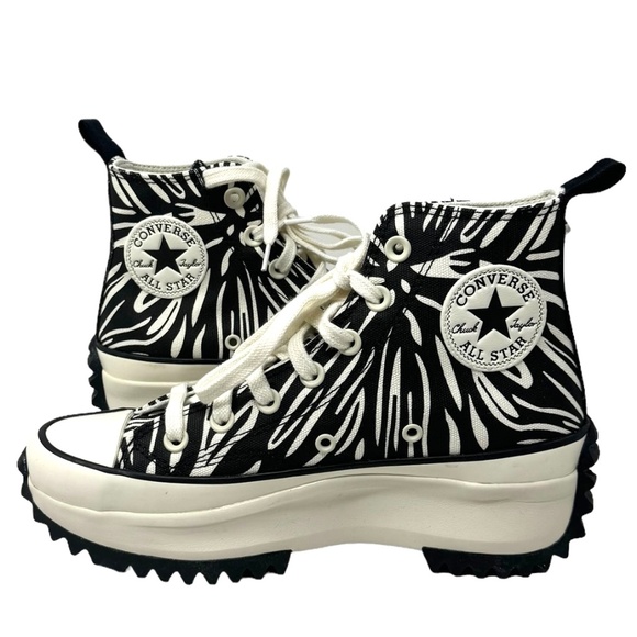 Converse Run Star Hike Platform High Shoe Skate Women Canvas Black White A03729C - Picture 2 of 9